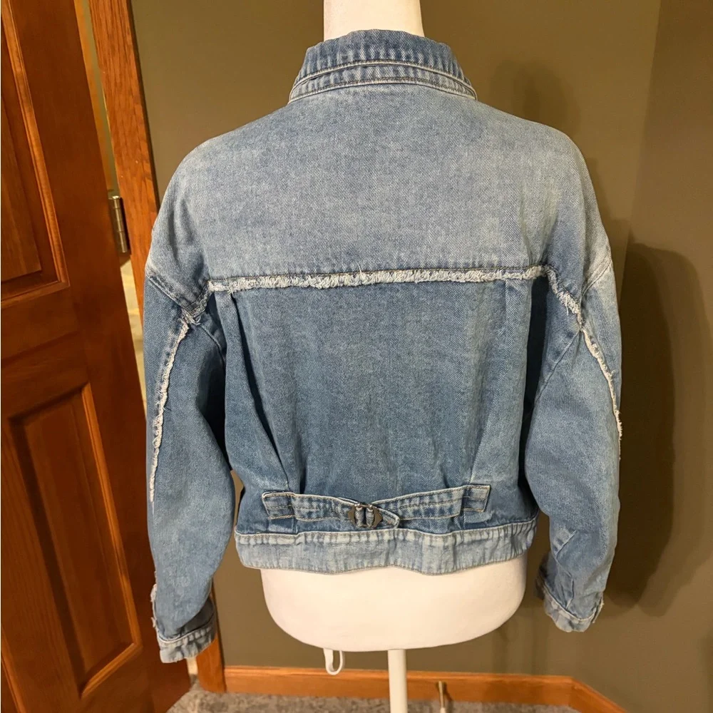 Free People Light Blue Washed Denim Jacket - Picture 3 of 5